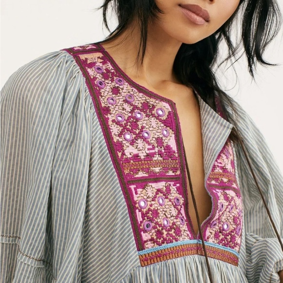 Free People Tangier Embroidered Stripe Tunic - Picture 2 of 11